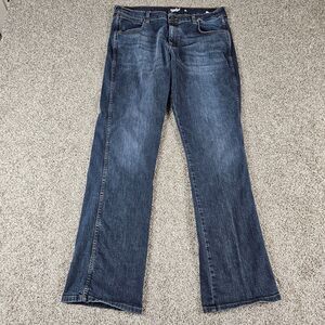 Wrangler Retro Jeans Mens 36x35 Blue Relaxed Bootcut Stretch Western Cowboy